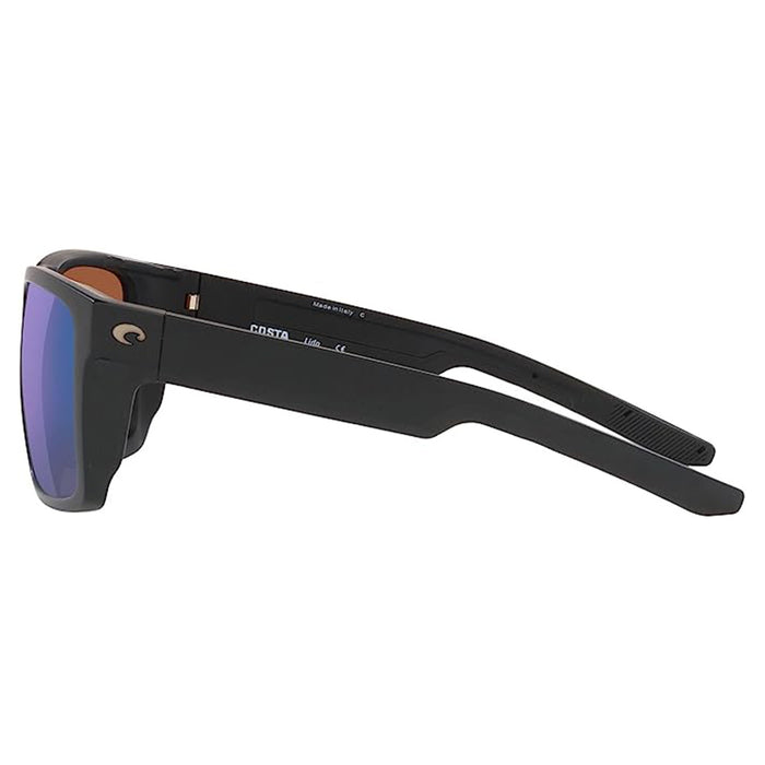 Costa Del Mar Men's Black Frame Green Mirror Lens Polarized Lido Square Sunglasses - 06S9104-910402-57