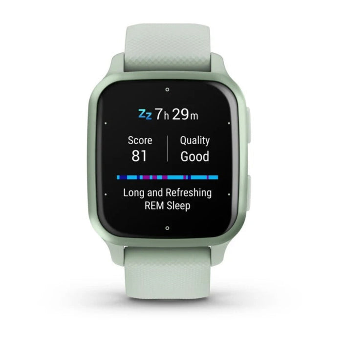 Garmin Venu Sq 2 Metallic Mint Aluminum Bezel with Cool Mint Case and Silicone Band All-Day Health Monitoring GPS Smartwatch - 010-02701-02