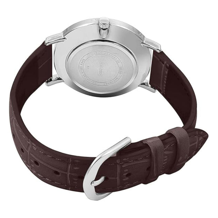 Casio Men's Blue Dial Brown Leather Band Analog Japanese Quartz Watch - MTP-VT01L-2BUDF