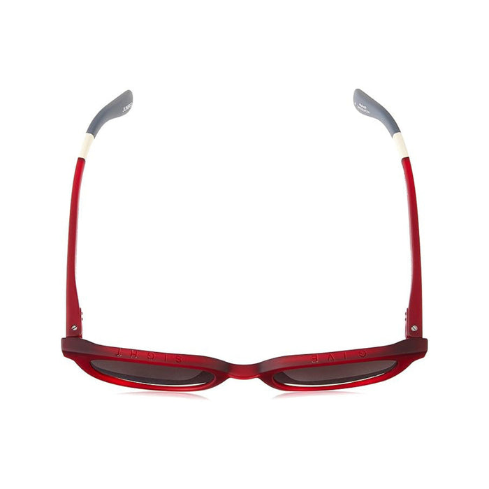 TOMS Women's Matte Beetroot Crystal Frame Dark Grey Gradient Lens Juniper Round Sunglasses - 10017403