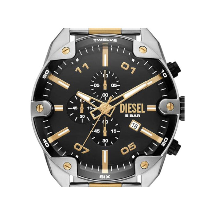 Diesel Spiked Men's Black Dial Silver Stainless Steel Band Analog Chronograph Quartz Watch - DZ4627