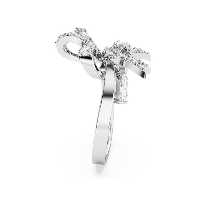 Swarovski Part of the Volta Collection Women's Clear Crystals on a Rhodium Finished Setting Size 9 Bow-Inspired Cocktail Ring - 5647723