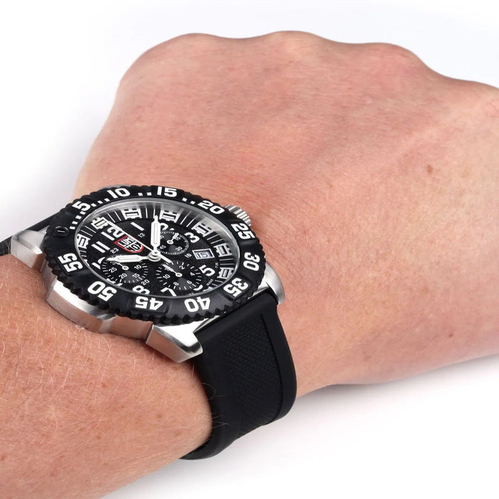 Luminox Navy Seal Steel Colormark Chronograph 3180 Black PU Band Black Dial Quartz Analog Watch - XS.3181.L
