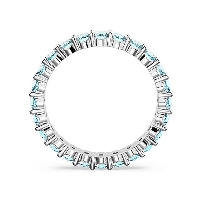 Swarovski Part of the Matrix Vittore Collection Women's Aquamarine-Blue Crystals on a Rhodium Finished Band Size 8 Matrix Vittore Ring - 5658668