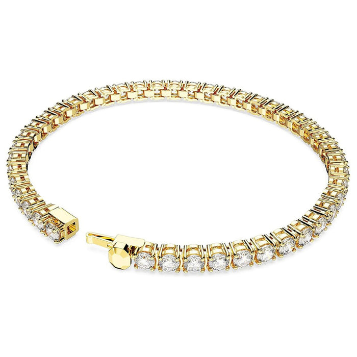 Swarovski Part of the Matrix Tennis Collection Women's Round Clear Stones on Gold-Tone Finished Band Medium Size Matrix Tennis Bracelet - 5657664