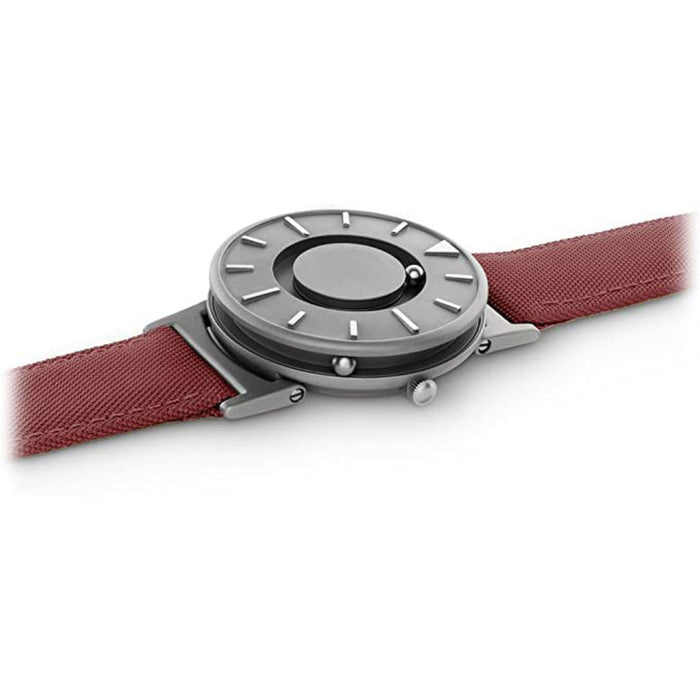 Eone Watch Bradley Titanium Canvas Crimson Strap Quartz Watch, Red/Silver - BR-C-RED