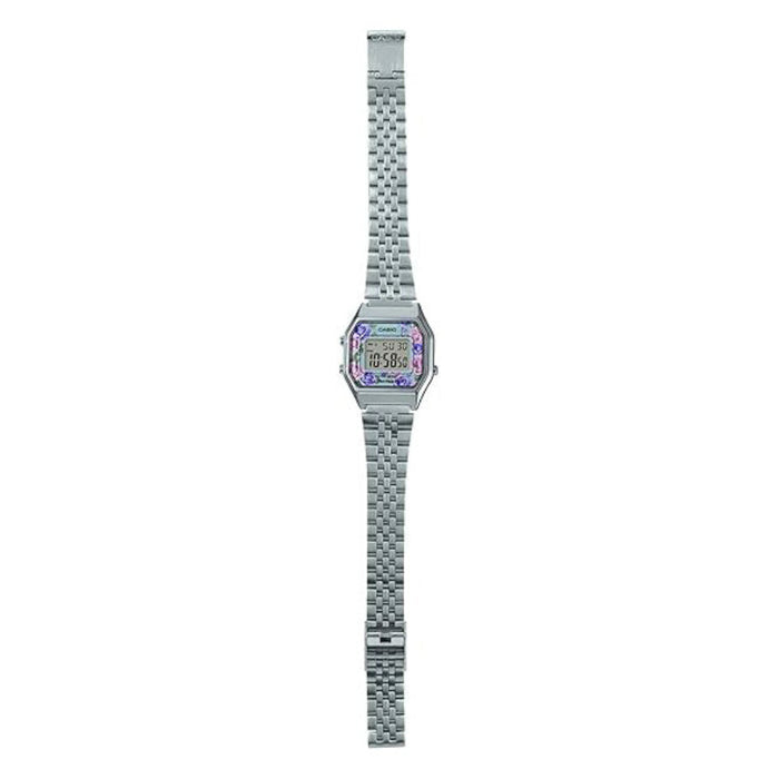 Casio Women's Gray Dial Silver Stainless Steel Band Digital Quartz Watch - LA680WA-2CDF