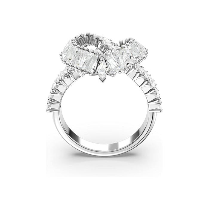 Swarovski Women's Woven Heart-Shaped Ring with Clear Crystals on a Rhodium Finished Setting Size 9 Matrix Cocktail Ring - 5648293