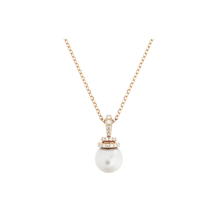 Swarovski Women's Pearl and Clear Pavé Crystals in a Rose Gold-Tone Finished Setting Originally Pendant Necklace - 5669523