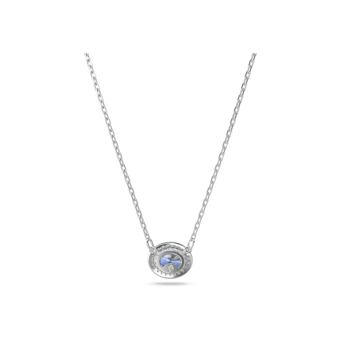 Swarovski Women's Blue Oval-Cut Stone and Clear Pavé Crystals in a Rhodium Finished Setting Una Pendant Necklace - 5671809