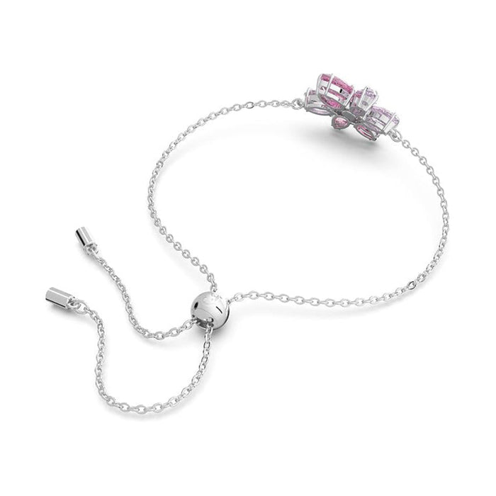 Swarovski Women's Flower Motif with Purple Crystals in Mixed Cuts on Rhodium Finished Band Gema Soft Bracelet - 5658396