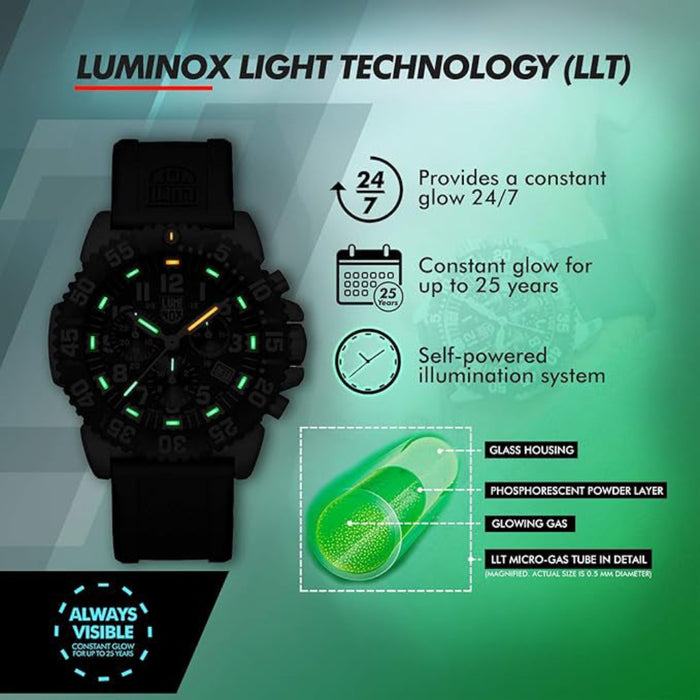 Luminox Navy Seal Steel Colormark Chronograph 3180 Black PU Band Black Dial Quartz Analog Watch - XS.3181.L