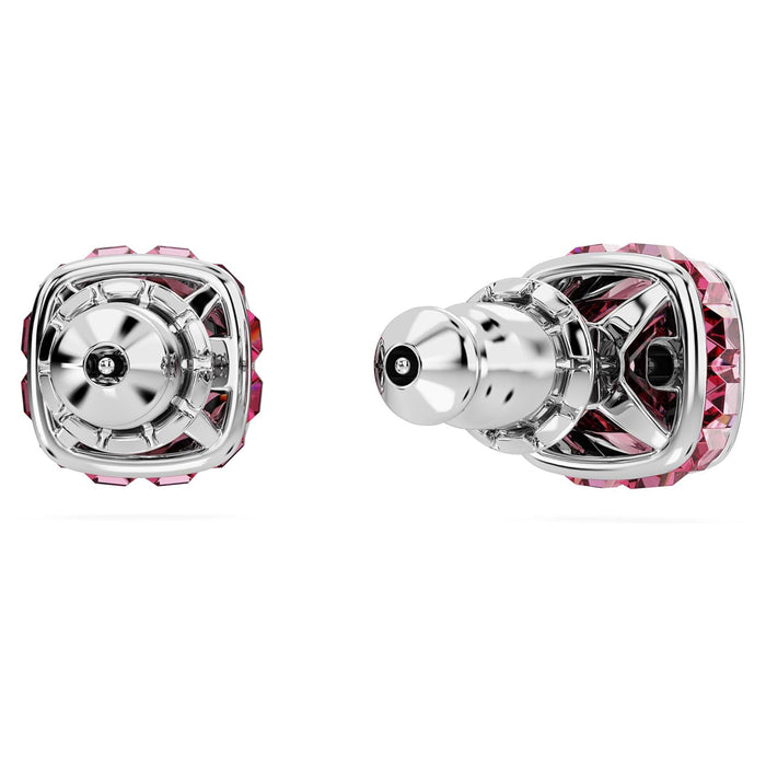 Swarovski Women's Pink Square-Cut Stone and Crystals in a Rhodium-Finished Setting October Birthstone Stud Earrings - 5661960