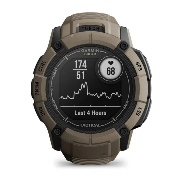 Garmin Instinct 2X Coyote Tan Tactical Edition Built-in Flashlight Solar Charging Capability Rugged GPS Smartwatch - 010-02805-12