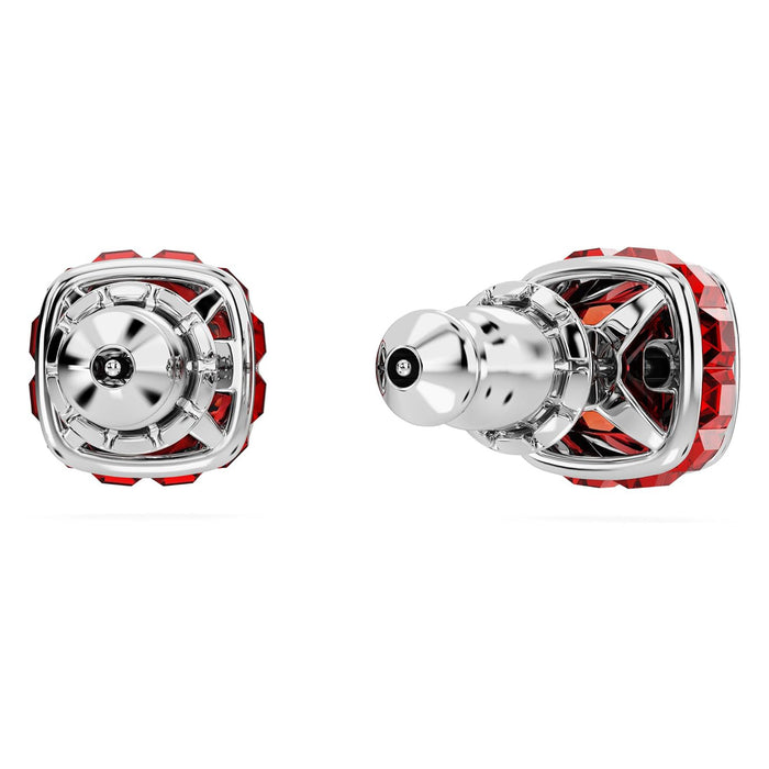 Swarovski Women's Red Square-Cut Stone and Crystals in a Rhodium-Finished Setting July Birthstone Stud Earrings - 5661959