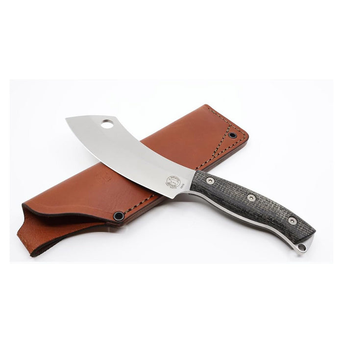 White River Natural Burlap Micarta Handle Silver Knives Camp Cleaver Stainless Steel Blade Knife - WRCC55-BNA