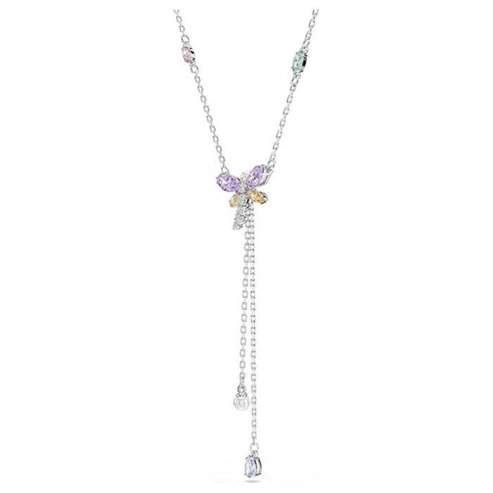 Swarovski Women's Multicolor Crystal Mixed Cut In Rhodium Plated Ariana Grande x Y Dragonfly Pendant Necklace - 5749183