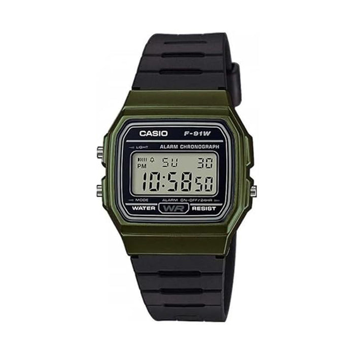 Casio Men's Vintage Gray Dial Black Resin Band Casual Digital Quartz Watch - F-91WM-3ADF