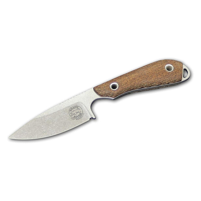 White River Natural Plastic Micarta Handle Silver Knives Drop Point CPM MagnaCut Stonewashed Blade Knife - WRM1-BNA-MAG