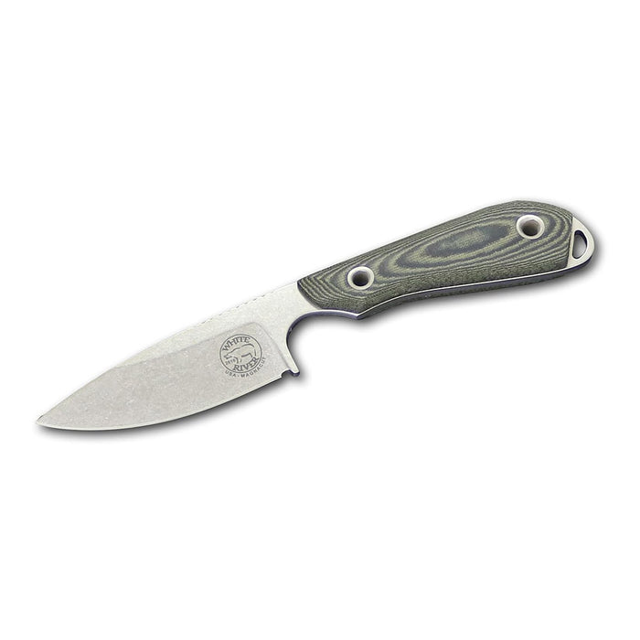 White River Olive/Black Plastic Micarta Handle Silver Knives Drop Point CPM MagnaCut Stonewashed Blade Knife - WRM1-LBO-MAG
