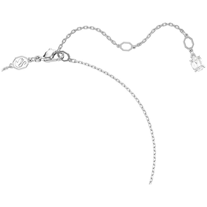 Swarovski Women's White Round Cut Crystals With Pearls Rhodium Finish, Earrings Matrix Jewelry Set - 5689624