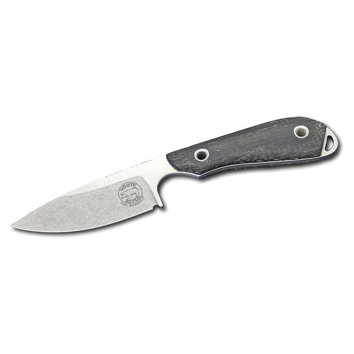White River Black Micarta Handle Silver Knives Drop Point CPM MagnaCut Stonewashed Blade Knife - WRM1-BBL-MAG