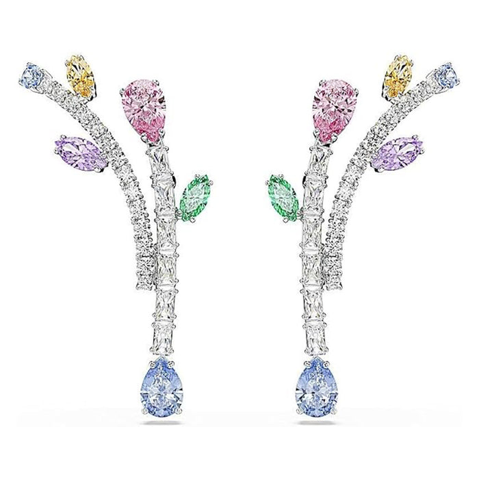 Swarovski Women's Multicolor With Mixed Cuts Crystals In Rhodium Plated Ariana Grande x Drop Earrings - 5737426
