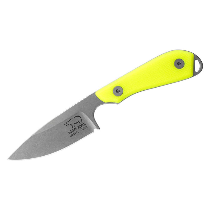 White River Hi-Vis Fiberglass Handle Knives Drop Point CPM S35VN Stainless Steel Blade Knife - WRM1-THV