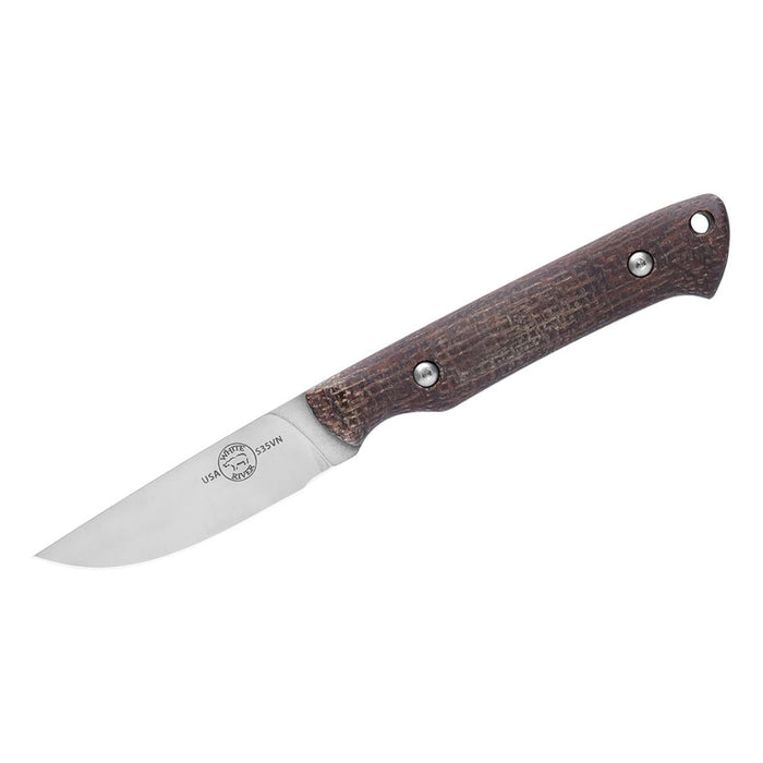 White River	Natural Burlap Micarta Handle Silver Knives Drop Point CPM S35VN Steel Blade Knife - WRSG-BNA