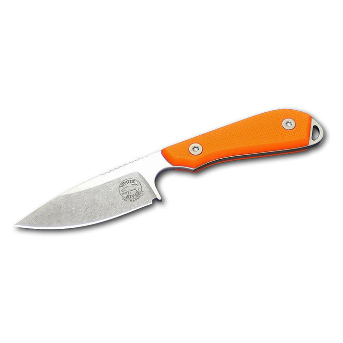 White RiverOrange Fiberglass G-10 Handle 3" Silver Knives Drop Point CPM MagnaCut Stonewashed Blade Knife - WRM1-TOR-MAG