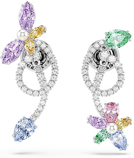 Swarovski Women's Multicolor Rhodium Plated Mixed Cut Stones Ariana Grande x Dragonfly Drop Earrings - 5749190