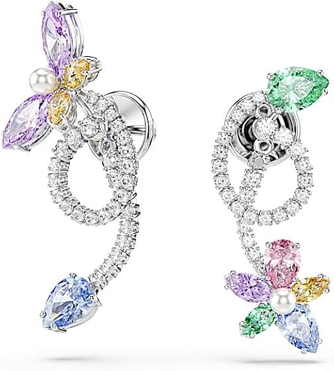 Swarovski Women's Multicolor Rhodium Plated Mixed Cut Stones Ariana Grande x Dragonfly Drop Earrings - 5749190