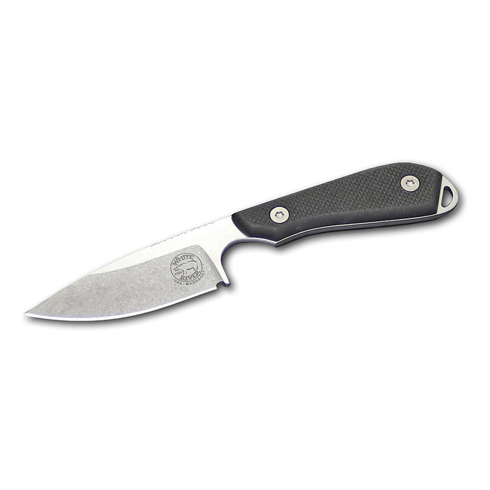 White River	Black Fiberglass G-10 Handle 3" Silver Knives Drop Point CPM MagnaCut Stonewashed Blade Knife - WRM1-TBL-MAG