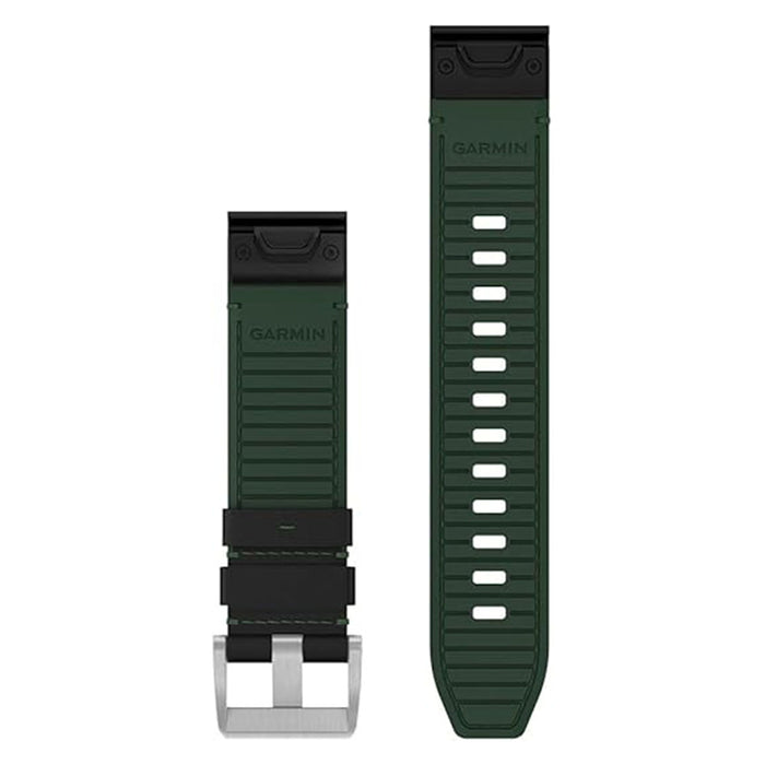Garmin Unisex Black/Green Leather 22 MM QuickFit FKM Hybrid Watch Band - 010-13225-09