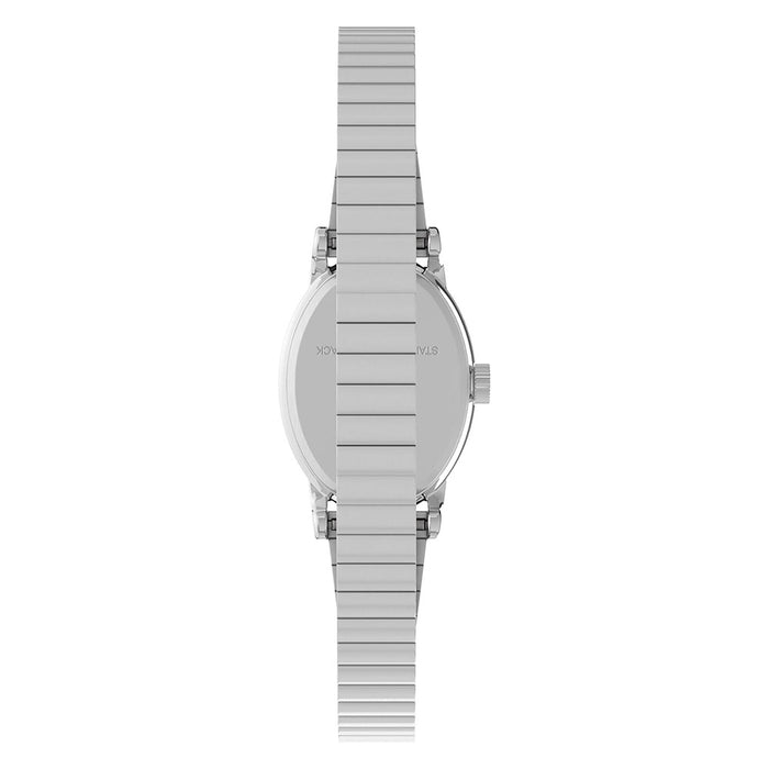Timex Womens White Silver-Tone Cavatina Stainless Steel Expansion Band Watch - T21902