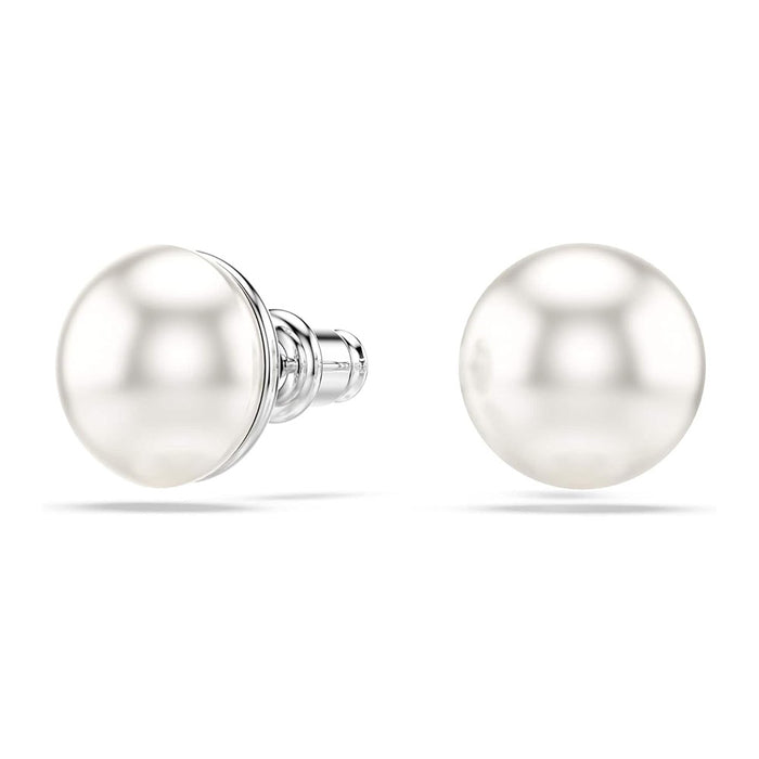 Swarovski Women's White Crystal Pearl on a Rhodium Plated Jewelry Collection Matrix Stud Earrings - 5747752