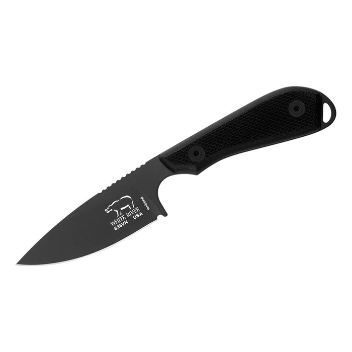 White River	Black Fiberglass G-10 Handle Knives Drop Point CPM S35VN Black PVD Blade Knife - WRM1-TBL-CBI