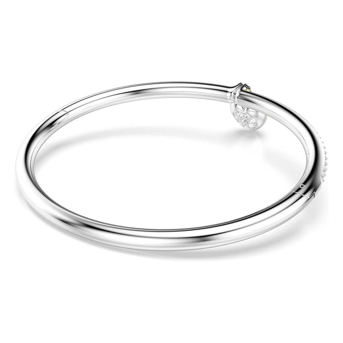 Swarovski Women's Pink Heart Mixed-Cut Stones in a Silver Tone Mixed Metal Finish Bangle Bracelet - 5737265