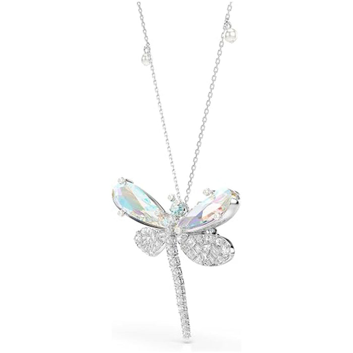 Swarovski Women's Multicolor Crystal with Aurora Borealis Effect In Rhodium Finish x Ariana Grande Dragonfly 2 in 1 Pendant Necklace and Brooch - 5737429