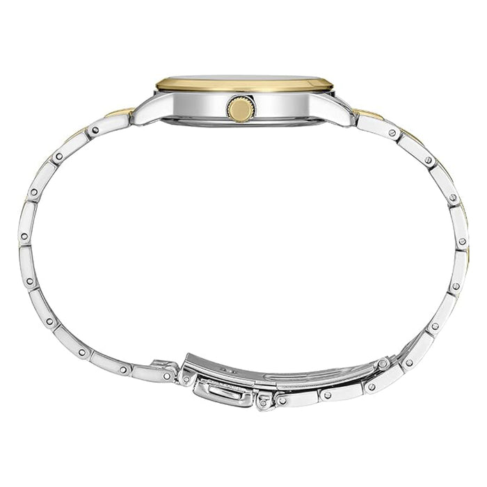 Seiko Women's White Sunray Dial Silver Stainless Steel Band Essentials Analog Quartz Watch - SUR410
