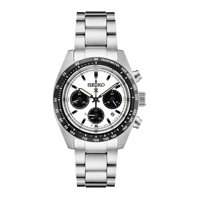 Seiko Prospex Speedtimer Men's White Dial Silver Stainless Steel Band Solar Watch - SSC961