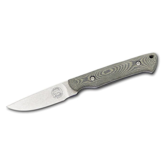 White River	Olive/Black Plastic Micarta Handle Silver Knives Drop Point CPM MagnaCut Stonewashed Blade Knife - WRSG-LBO-MAG