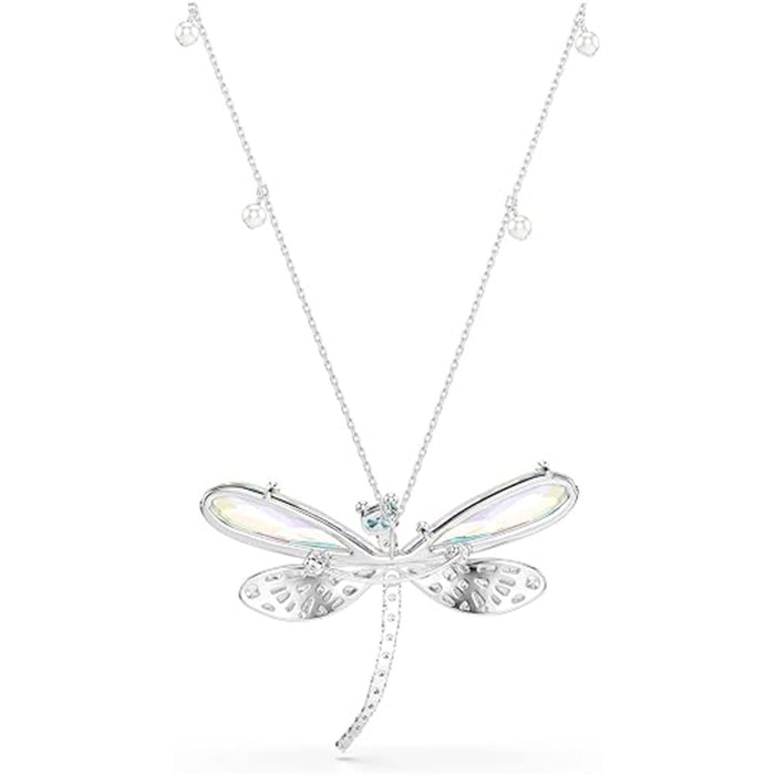 Swarovski Women's Multicolor Crystal with Aurora Borealis Effect In Rhodium Finish x Ariana Grande Dragonfly 2 in 1 Pendant Necklace and Brooch - 5737429