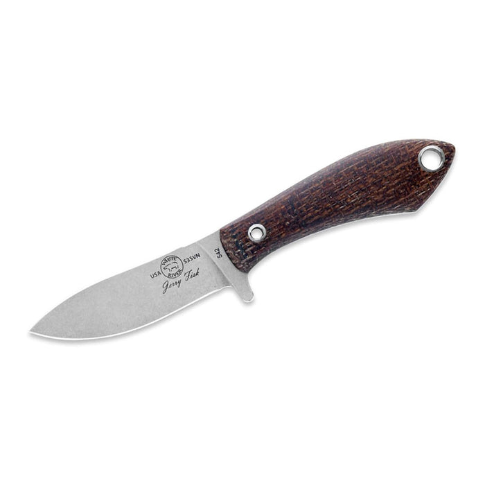White River Natural Burlap Micarta Handle 3.25" Silver Knives CPM S35VN Fixed Blade Knife - WRJF-PAC-BNA
