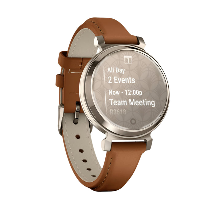 Garmin Lily 2 Women's Tan Metal Hidden Display Patterned Lens Up To 5 Days Battery Life Small And Stylish Smartwatch - 010-02839-02