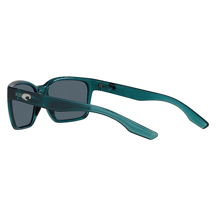Costa Del Mar Women's Teal Frame Grey Silver Lens Polarized Palmas Rectangular Sunglasses - 06S9081-908106-57