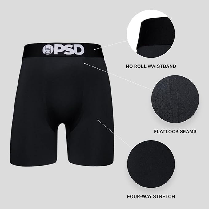 PSD Men's Solids Black Boxer Briefs Underwear - 321180118-BLK
