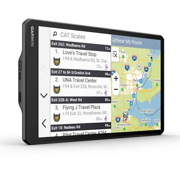 Garmin dēzl™ OTR820 Unisex Black Custom Routing Satellite Imagery Wind Speed Community-Shared Loading Docks Entrances And Parking Dual-Orientation Display Large High-Res 8-Inch GPS Truck Navigator - 010-02925-00