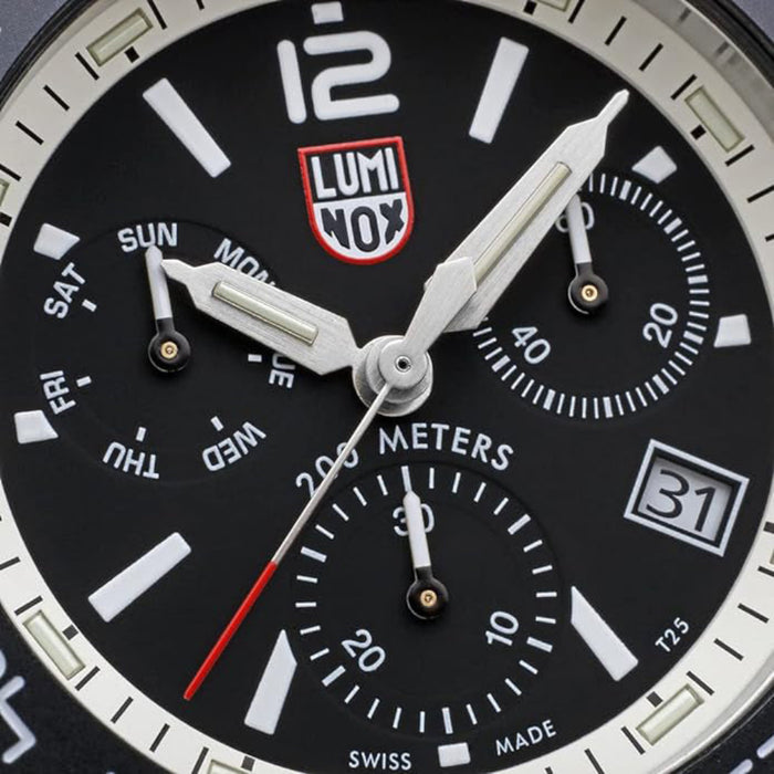 Luminox Men's Black Dial White Rubber Band Analogue Swiss Quartz Watch - XS.3141