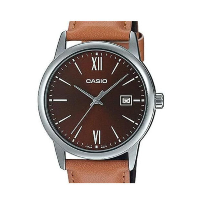 Casio Men's Brown dial Brown Band Analog Quartz Watch - MTP-V002L-5B3UDF